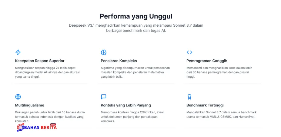 Fitur dan Kemampuan Utama deepseek v3.1