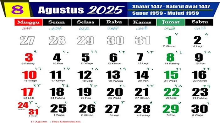kalender jawa agustus 2025