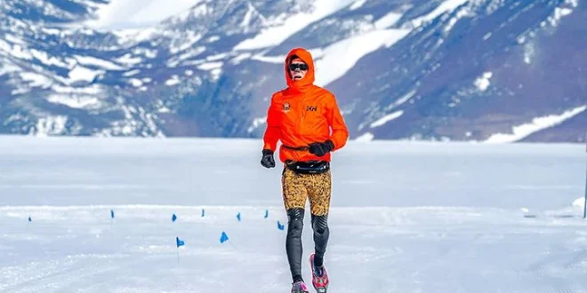 Pelari Antartika Sukses Lari Terbalik 1 Mil dalam Cuaca Ekstrem